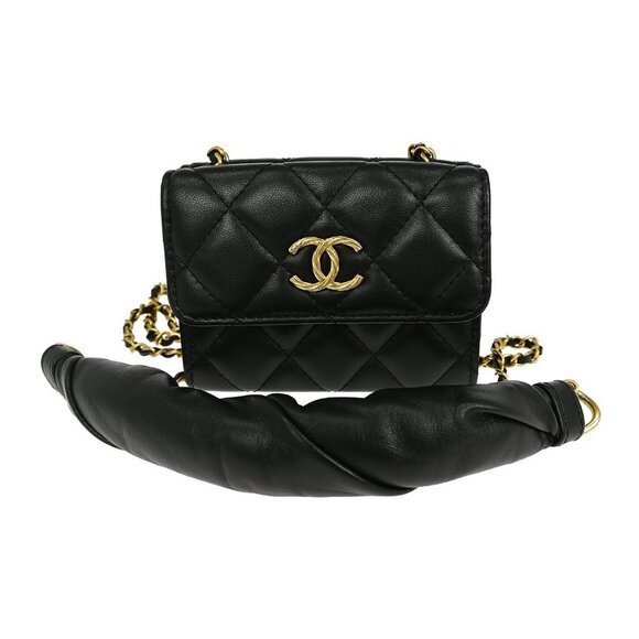Chanel Black Lambskin Single Chain Shoulder Wallet Bag NQ00800 - Picture 1 of 8